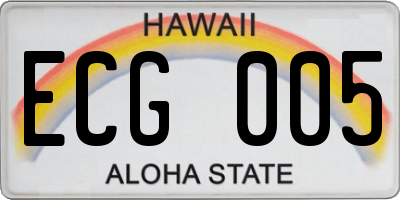 HI license plate ECG005