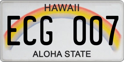 HI license plate ECG007