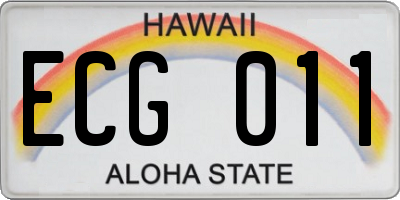 HI license plate ECG011