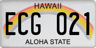 HI license plate ECG021