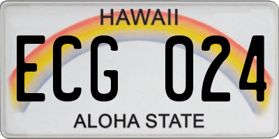 HI license plate ECG024