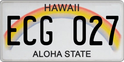 HI license plate ECG027