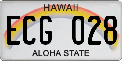 HI license plate ECG028