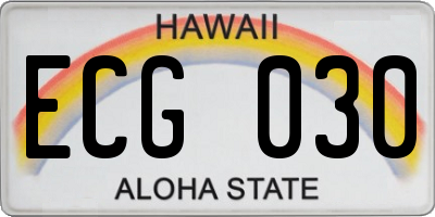 HI license plate ECG030