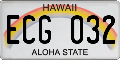HI license plate ECG032