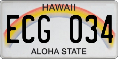 HI license plate ECG034