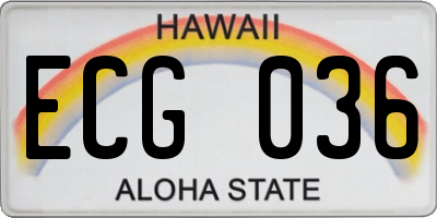 HI license plate ECG036
