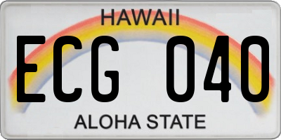 HI license plate ECG040