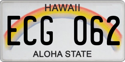HI license plate ECG062