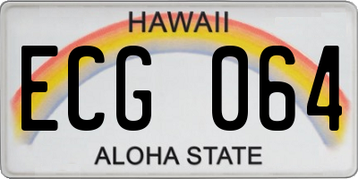 HI license plate ECG064