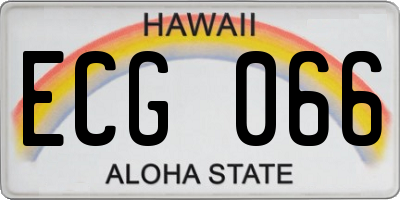 HI license plate ECG066