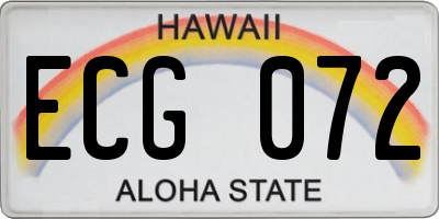 HI license plate ECG072