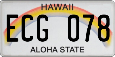 HI license plate ECG078