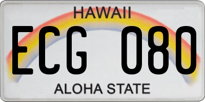 HI license plate ECG080