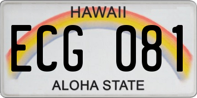 HI license plate ECG081