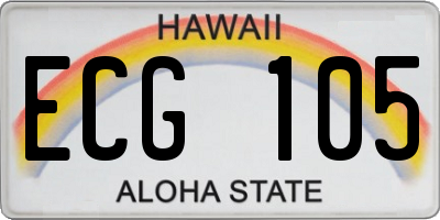 HI license plate ECG105