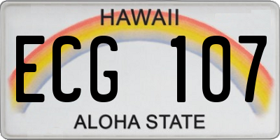 HI license plate ECG107