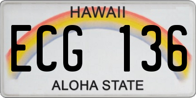 HI license plate ECG136