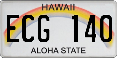 HI license plate ECG140