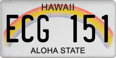 HI license plate ECG151