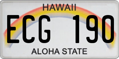 HI license plate ECG190