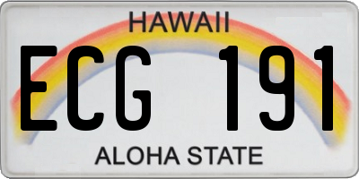 HI license plate ECG191