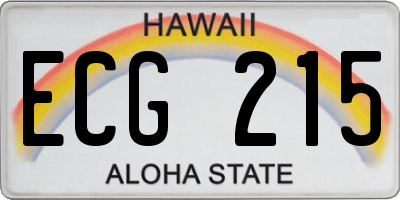 HI license plate ECG215