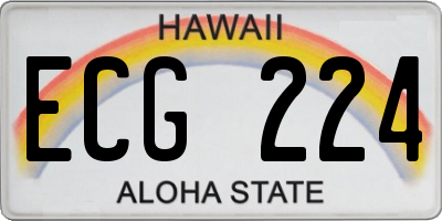 HI license plate ECG224