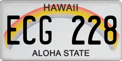 HI license plate ECG228