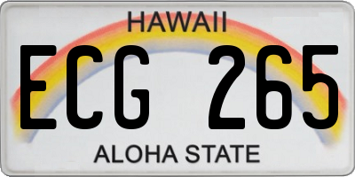 HI license plate ECG265