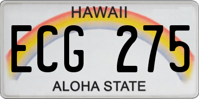 HI license plate ECG275