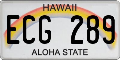 HI license plate ECG289