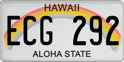 HI license plate ECG292