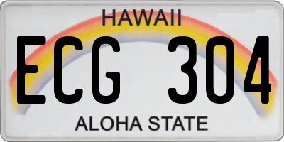 HI license plate ECG304