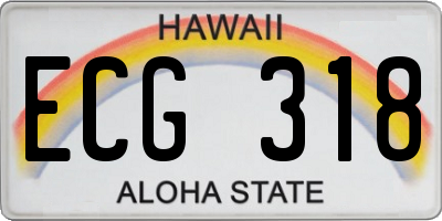 HI license plate ECG318