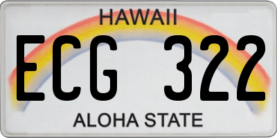 HI license plate ECG322