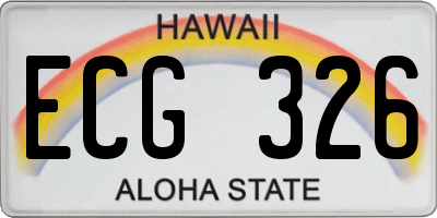 HI license plate ECG326