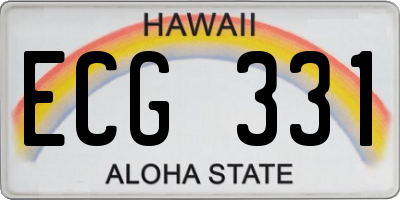 HI license plate ECG331