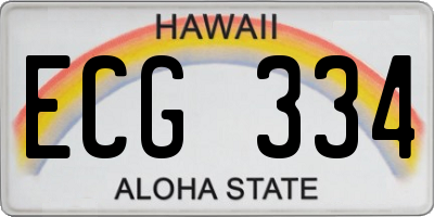 HI license plate ECG334