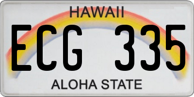 HI license plate ECG335