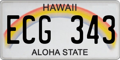 HI license plate ECG343