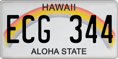HI license plate ECG344
