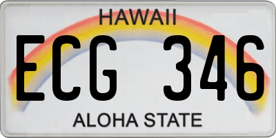 HI license plate ECG346