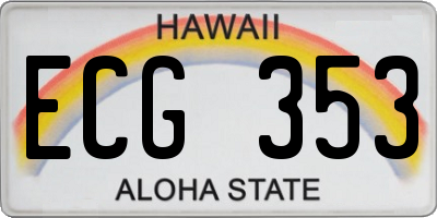 HI license plate ECG353