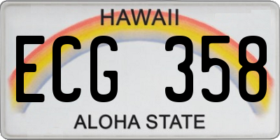 HI license plate ECG358