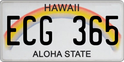 HI license plate ECG365