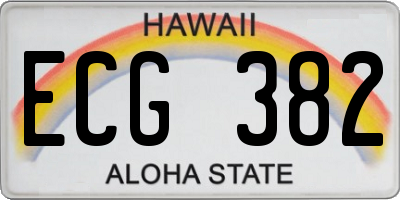 HI license plate ECG382