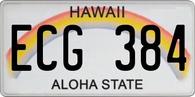 HI license plate ECG384