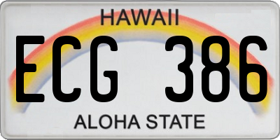 HI license plate ECG386