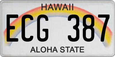 HI license plate ECG387